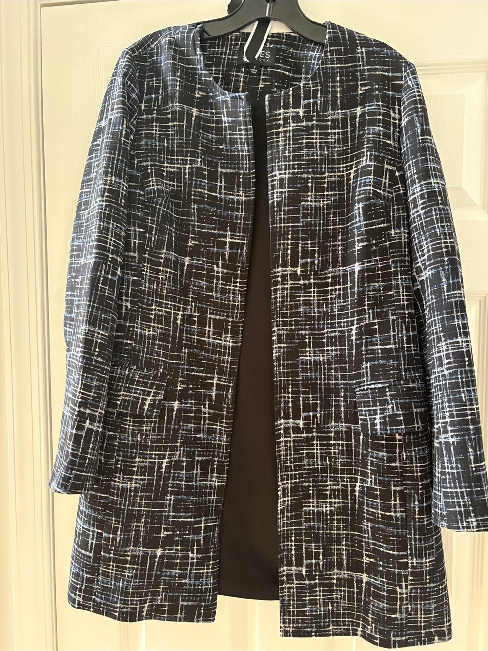 Jones NY Grid-Pattern Open Front Blazer